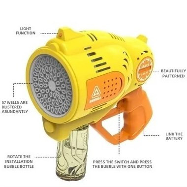 تفنگ اسباب بازی حباب ساز شارژی با 57 خروجی و نورپردازی
