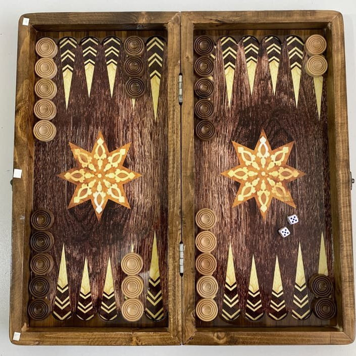 تخته نرد و شطرنج چوب روسی طرح گردو